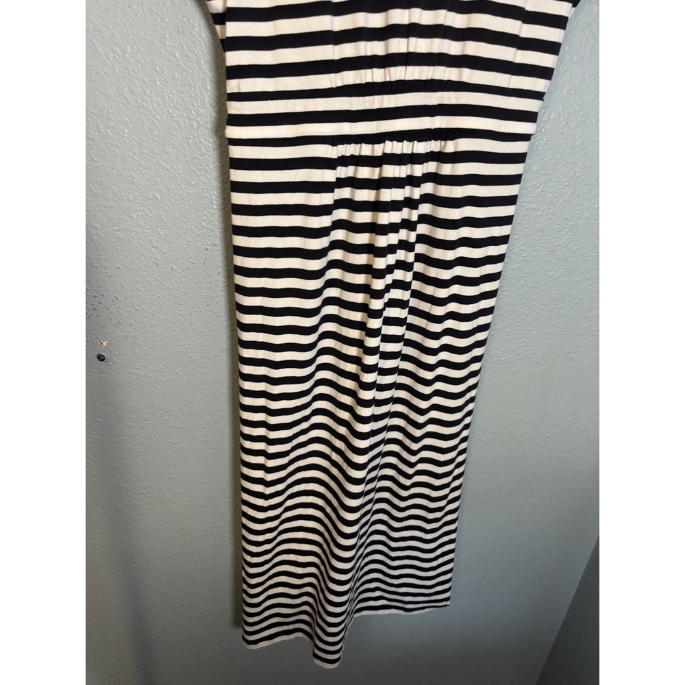 Talbots Striped Maxi Dress Navy White Wrap V-Neck Large Petite Cotton - Picture 8 of 9